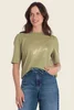 Top met glanzende tekstprint