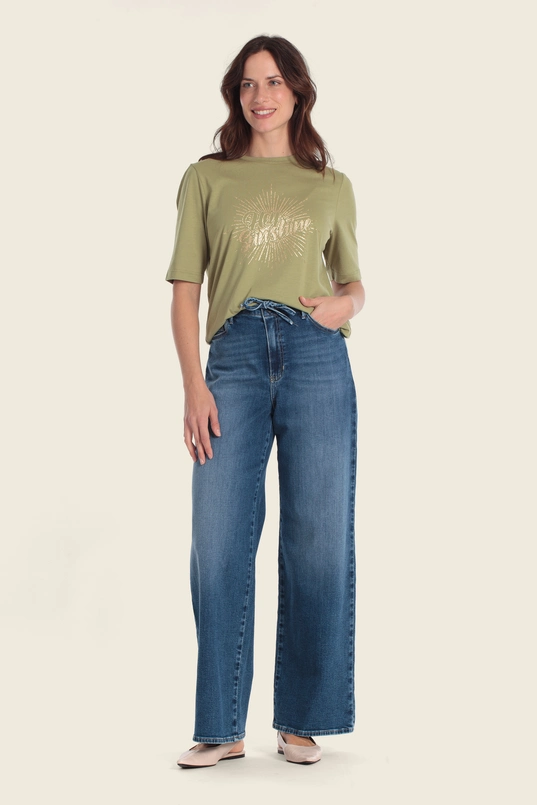 Top met glanzende tekstprint