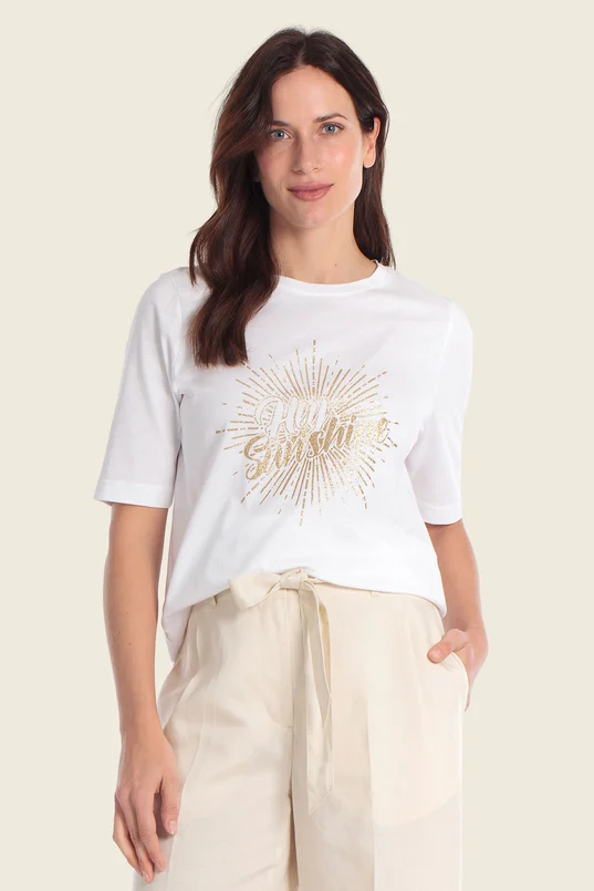 Top met glanzende tekstprint