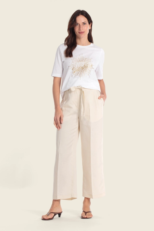 Top met glanzende tekstprint