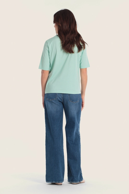 Top met glanzende tekstprint