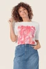 Top met grafische bladprint