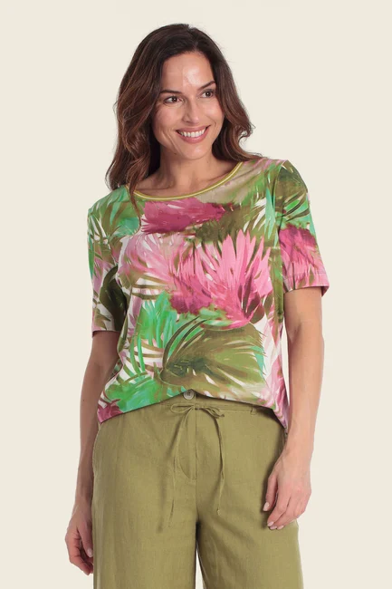 Top met tropische print