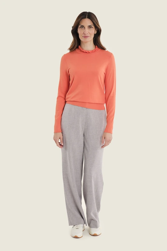 Wide leg broek met melangestructuur