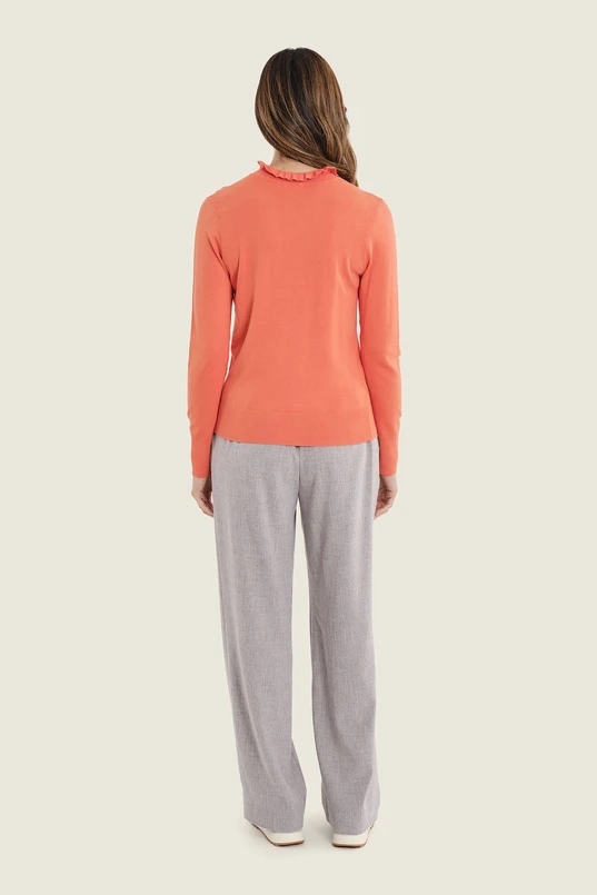 Wide leg broek met melangestructuur